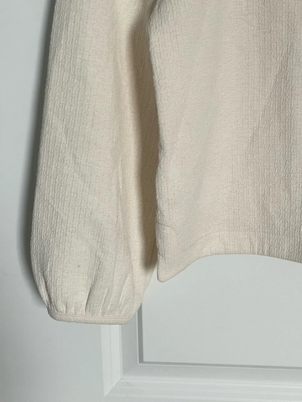 Madewell Antique Cream Crepe Square-Neck Puff-Sleeve Top Size XS 54368